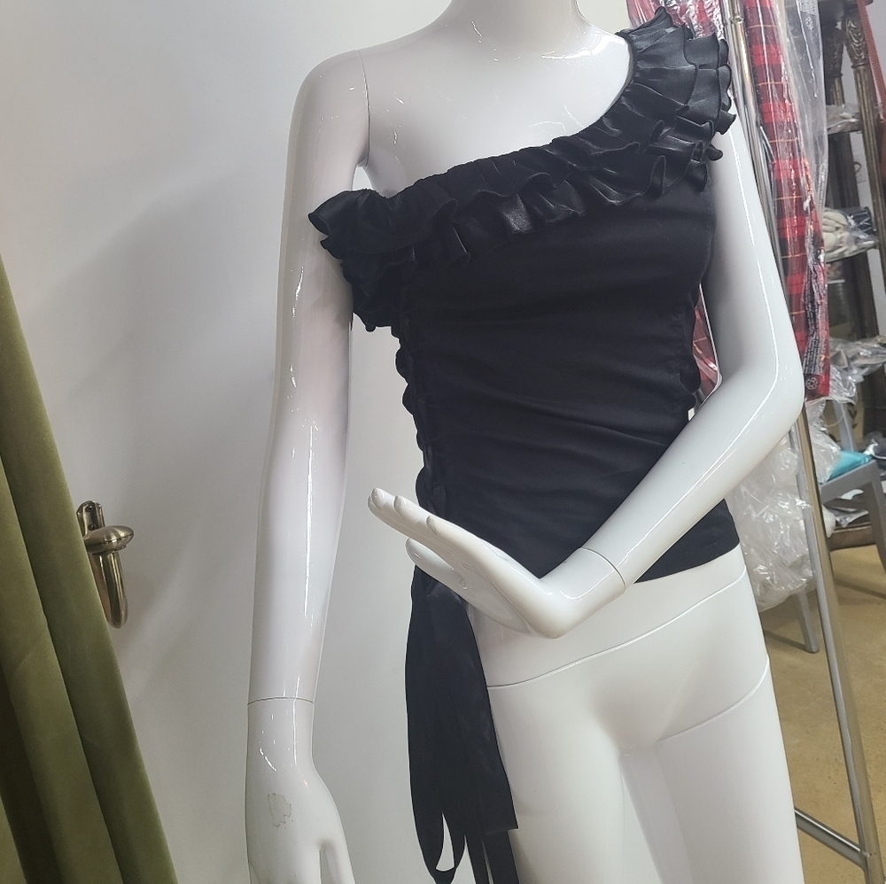 Black Lace Up Side Shirt